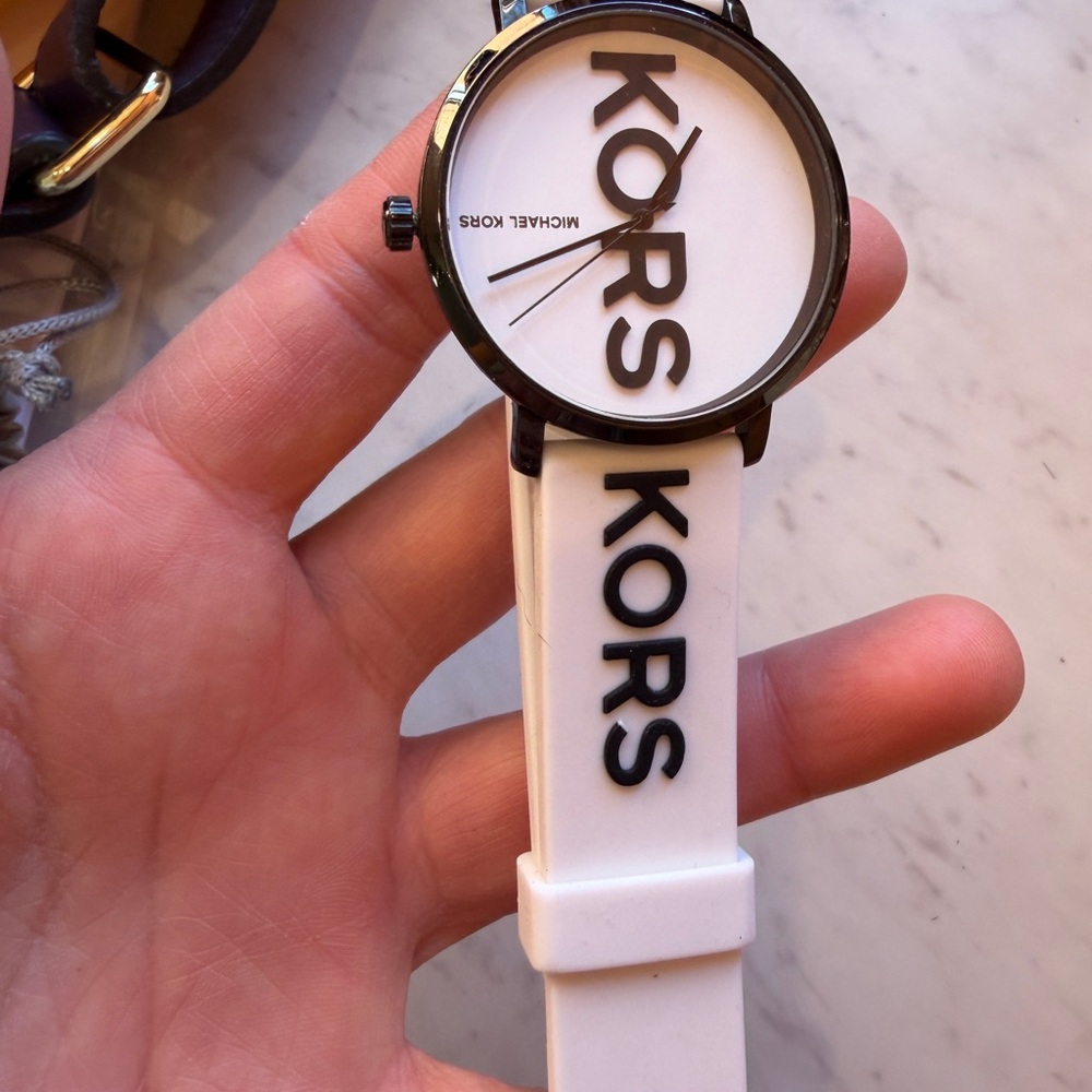 Michael Kors White and Black Logo Watch